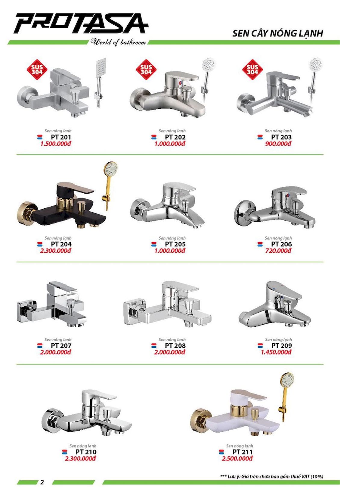 Thiết bị vệ sinh PROTASA Catalogue và Bảng giá mới nhất /Page 5